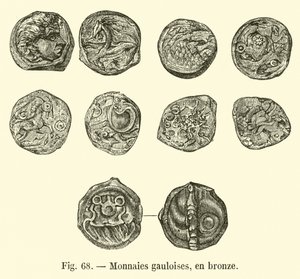 Monnaies gauloises, en bronze - French School