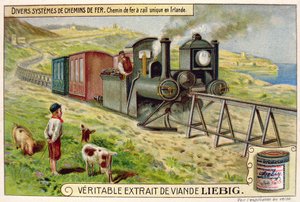 Train monorail en Irlande, carte publicitaire pour Véritable Extrait de Viande Liebig - French School