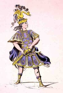 Monsieur Le Kain en Achille, dans Iphigénie en Aulide, de Jean Racine (1639-99) 1679 (gravure en couleur) - French School