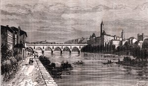 Montauban - Languedoc-Roussillon-Midi-Pyrénées - gravure dans « La France illustrée : géographie, histoire, administration statistique » par V.-A. Malt-Brown. 1884 - French School