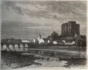 Montrond-les-Bains (Montrond les Bains) département de la Loire dans la région Rhône-Alpes - gravure dans « La France illustrée : géographie, histoire, administration statistique » par V.-A. Malt-Brown. 1884 - French School