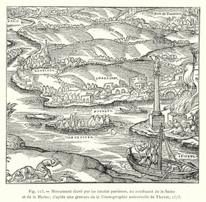 Monument élevé par les nautes parisiens, au confluent de la Seine et de la Marne; d