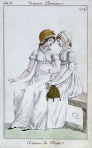Robe du matin, planche de mode des Costumes Parisiens, 1800 - French School
