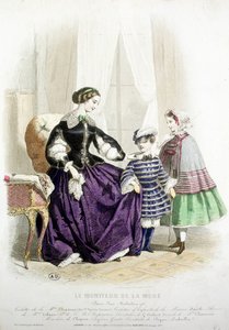 Mère et enfants - dans « Le Moniteur de la Mode », milieu du XIXe siècle - French School