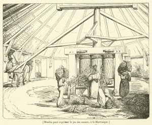 Moulin pour exprimer le jus des cannes, à la Martinique - French School