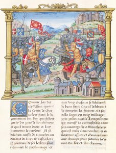 Bataille de Montlhéry pendant la Guerre de la Ligue du Bien Public, 14 juillet 1465, des Mémoires de Philippe de Commynes (1445-1509) - French School