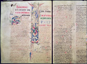 Initiale historiée H représentant un centaure et initiale historiée I représentant l