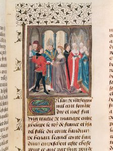 Ms. 149 t.3 fol.88 Le Mariage de Philippe Auguste (1165-1223) Roi de France et Isabelle de Hainaut, fille du Comte Baudouin - French School