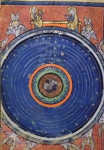 Le Monde, selon Aristote, miniature de De Philosophia Mundi par Guillaume de Conches (1100-54) 1276-77 - French School