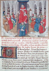 Ms 230 fol.1 Jean de Gerson (1363-1429) prêchant la Passion le matin dans l