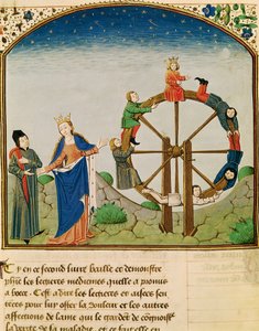 Ms 3045 fol.22v Boèce avec la Roue de la Fortune, de De Consolatione Philosophiae, traduit par Jean de Meung - French School