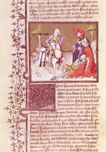 Ms 3479 fol.516 Et ainsi il retira la lance du chevalier mourant, du Livre de Messire Lancelot du Lac - French School