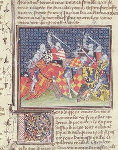 Ms 3480 Chevaliers en bataille, du Livre de Messire Lancelot du Lac - French School