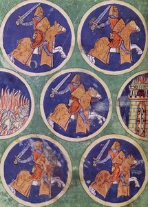 Ms 3516 fol.217v Cinq chevaliers - French School