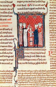 Ms 372 fol.161 Une scène de baptême, des Décrets de Gratien