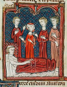 Ms 372 fol.165v Un homme dans son lit de malade, des Décrets de Gratien - French School
