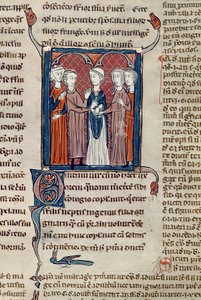 Ms 372 fol.168 Une scène de mariage, des Décrets de Gratien - French School