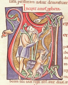 Ms 3 fol.234v Initiale historiée V représentant Amos, de la Bible de Saint-Sulpice de Bourges - French School