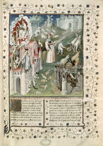 Ms 55 t.2 fol.3 La Cité de Dieu, la Cité de Caen et la Cité des Vices, de La Cité de Dieu de Saint Augustin d