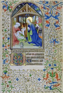 Ms 66 f.44r La Vierge et Joseph adorent le Christ nouveau-né, d
