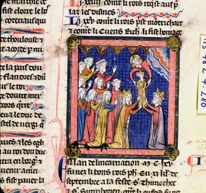 Ms 782 f.280 Roi Philippe II (1165-1223) de France, des Chroniques de Saint-Denis, fin du 13e siècle