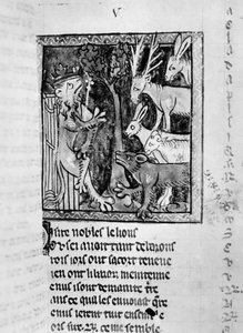Ms Fr 1581 Noble tenant cour, illustration du Roman de Renart - French School