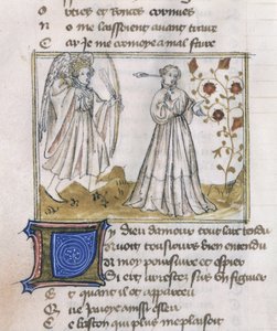 Ms Fr 805 fol.13v Illustration du Roman de la Rose - French School