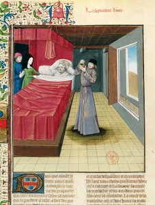 Ms Fr 9140 fol.120v Un médecin effectuant une analyse d