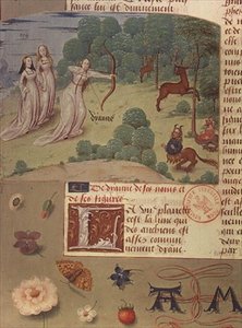 Ms Fr 9197 fol.140v Diane chassant, du Livre des Échecs d