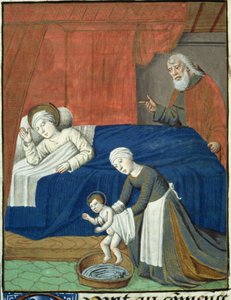 La Nativité de la Bienheureuse Vierge Marie, de Vita Christi, par Ludolf de Saxe - French School