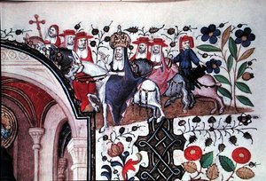 Ms Lat 1156b Fol.167 (détail) du Pape sur sa mule avec son entourage, d