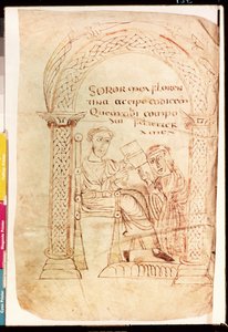 Isidore offre son travail à sa sœur Florentina, de De fide catholica ex Veteri et Novo Testamento contra Judaeos par Isidore de Séville, c.800
