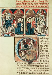 Ms Lat. 6912 fol.1v Un érudit juif présentant une traduction d