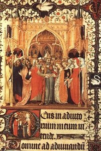 Ms Lat 919 fol.37 Le mariage de la Vierge, des Grandes Heures du duc de Berry - French School