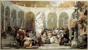 Scène musicale dans les jardins de Versailles - French School