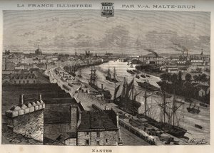 Nantes - Loire-Atlantique - gravure dans « La France illustrée : géographie, histoire, administration statistique » par V.A. Malt-Brown. 1884 - French School