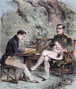 Napoléon à Sainte-Hélène - Napoléon dicte ses mémoires à Emmanuel Pons de Las Cases - De Emmanuel de Las Cases, Napoléon, Mémorial de Sainte-Hélène - French School