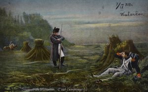 Napoléon à Waterloo (lithographie couleur) - French School