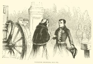 Napoléon recevant Pie VII (gravure) - French School