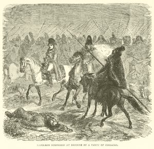Napoléon surpris à Brienne par un groupe de cosaques - French School