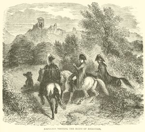 Napoléon visitant les ruines de Dierstein (gravure) - French School