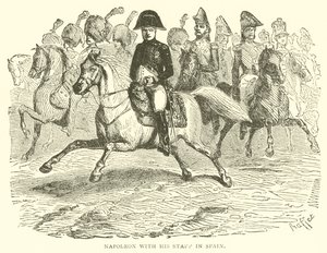 Napoléon avec son état-major en Espagne (gravure) - French School