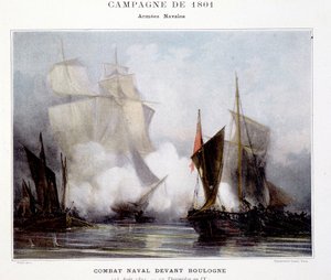 Combat naval devant Boulogne - dans "Les batailles navales de Napoléon" - French School
