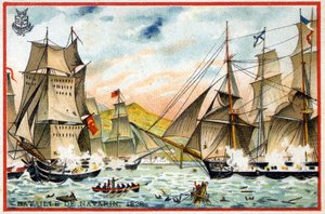Bataille de Navarin de la Triple Alliance contre la flotte turco-égyptienne le 28 octobre - French School