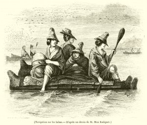 Navigation sur les balsas (engraving) - French School