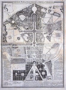 Nouveau Plan de la Ville, Château et Jardins de Versailles, 1714, de Les Plans, Profils et Élévations des Villes et Château de Versailles, publié c.1715 - French School