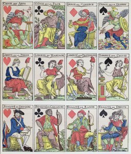 Nouveaux designs de cartes à jouer datant de la Révolution française, 1793 - French School
