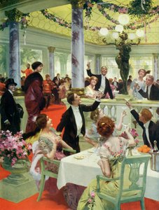 Réveillon du Nouvel An dans un restaurant, illustration de La Vie Heureuse, 15 décembre 1912