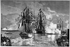 Arrivée dans le port de New York du navire français "l