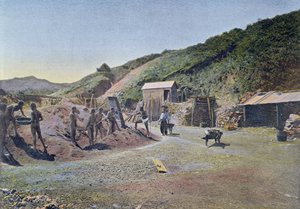 Mines de nickel sur la côte est de la Nouvelle-Calédonie, gravé par Gillot, c.1900 - French School